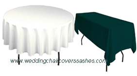 basic poly tablecloth, round tablecloths, oblong tablecloths